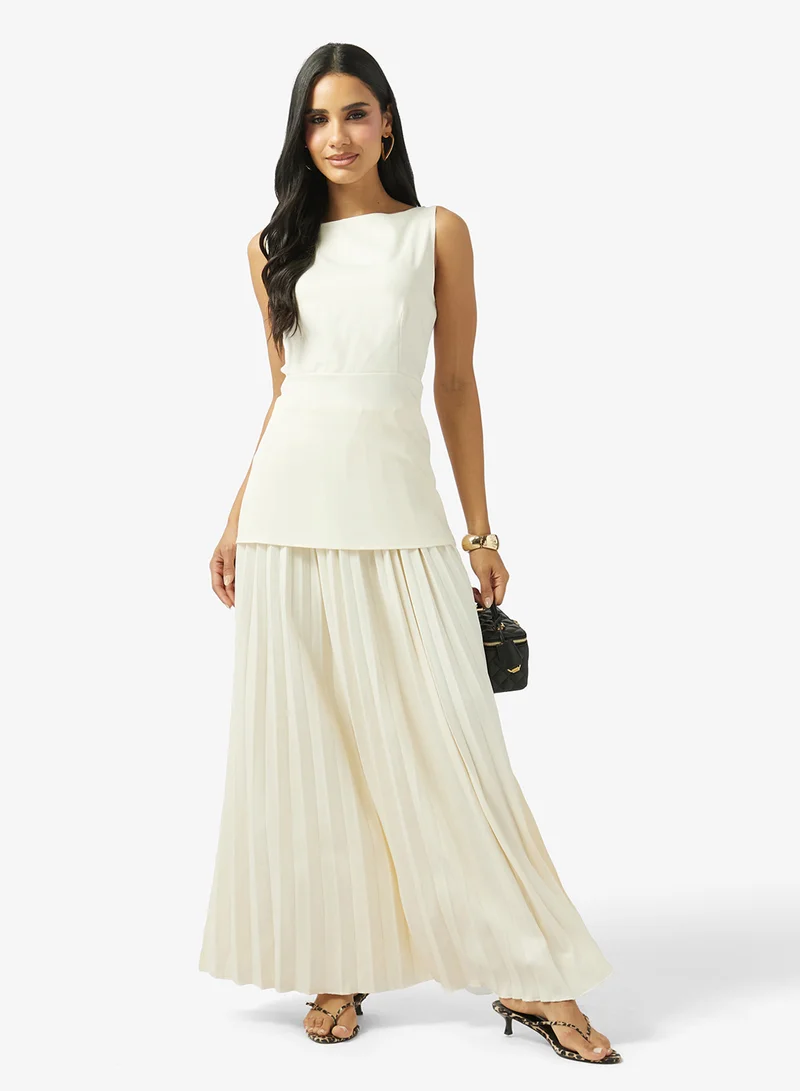 Ginger  Longline Drop Waist Top and Pleated Skirt Set for Women | Best Price UAE